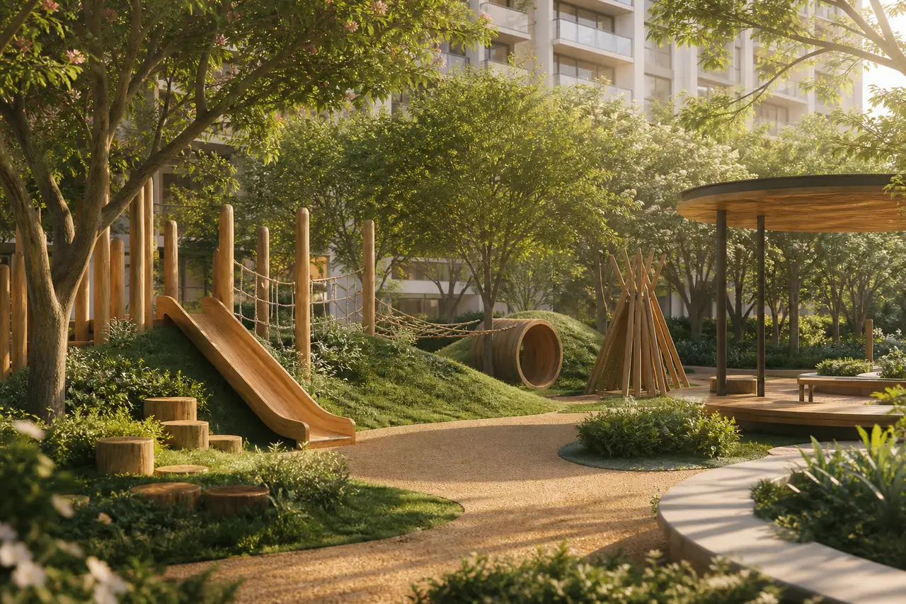 Children's play garden in a residential landscape