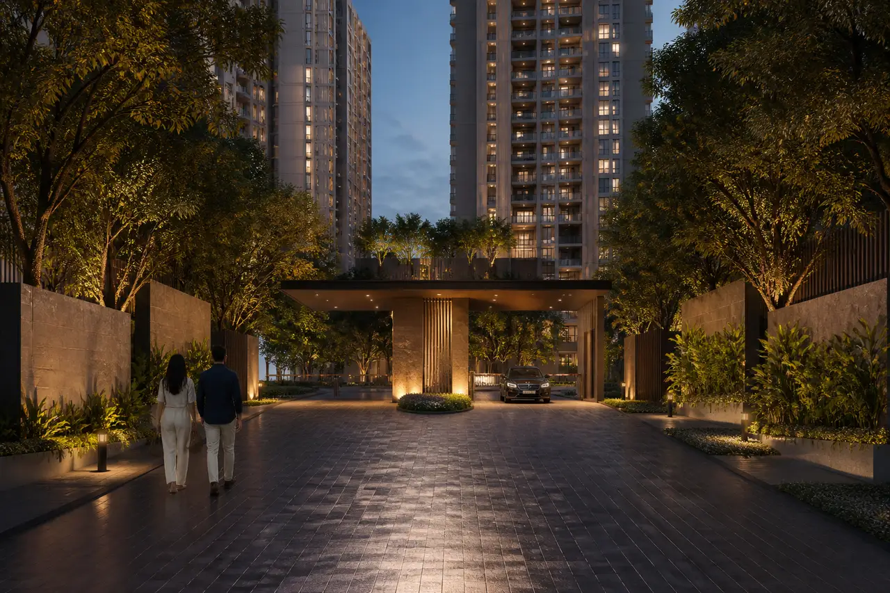 Contemporary residential arrival court